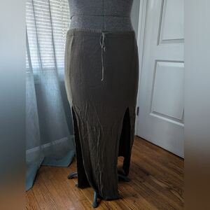 Forever 21 Olive Green Maxi Skirt with Side Slits
